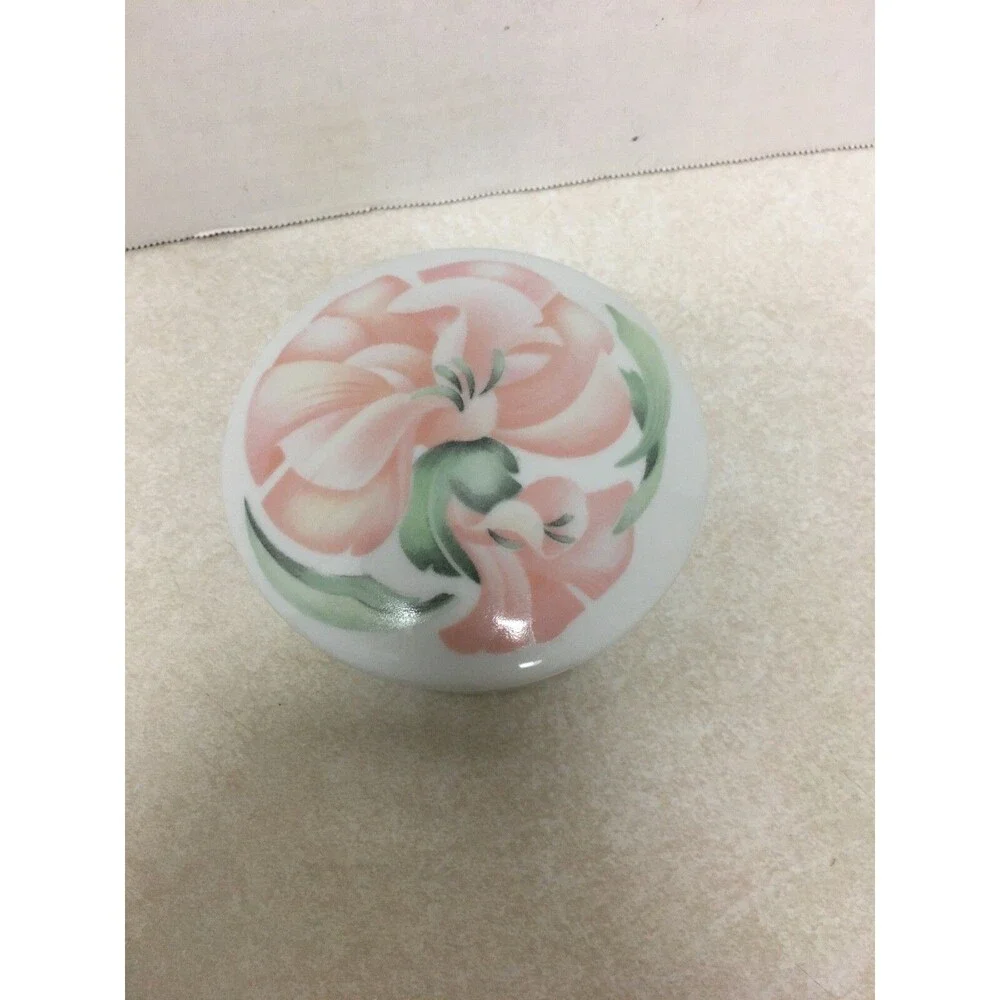 VTG Porcelain Trinket Box Anais Anais Limoges France With Pink Green Flowers